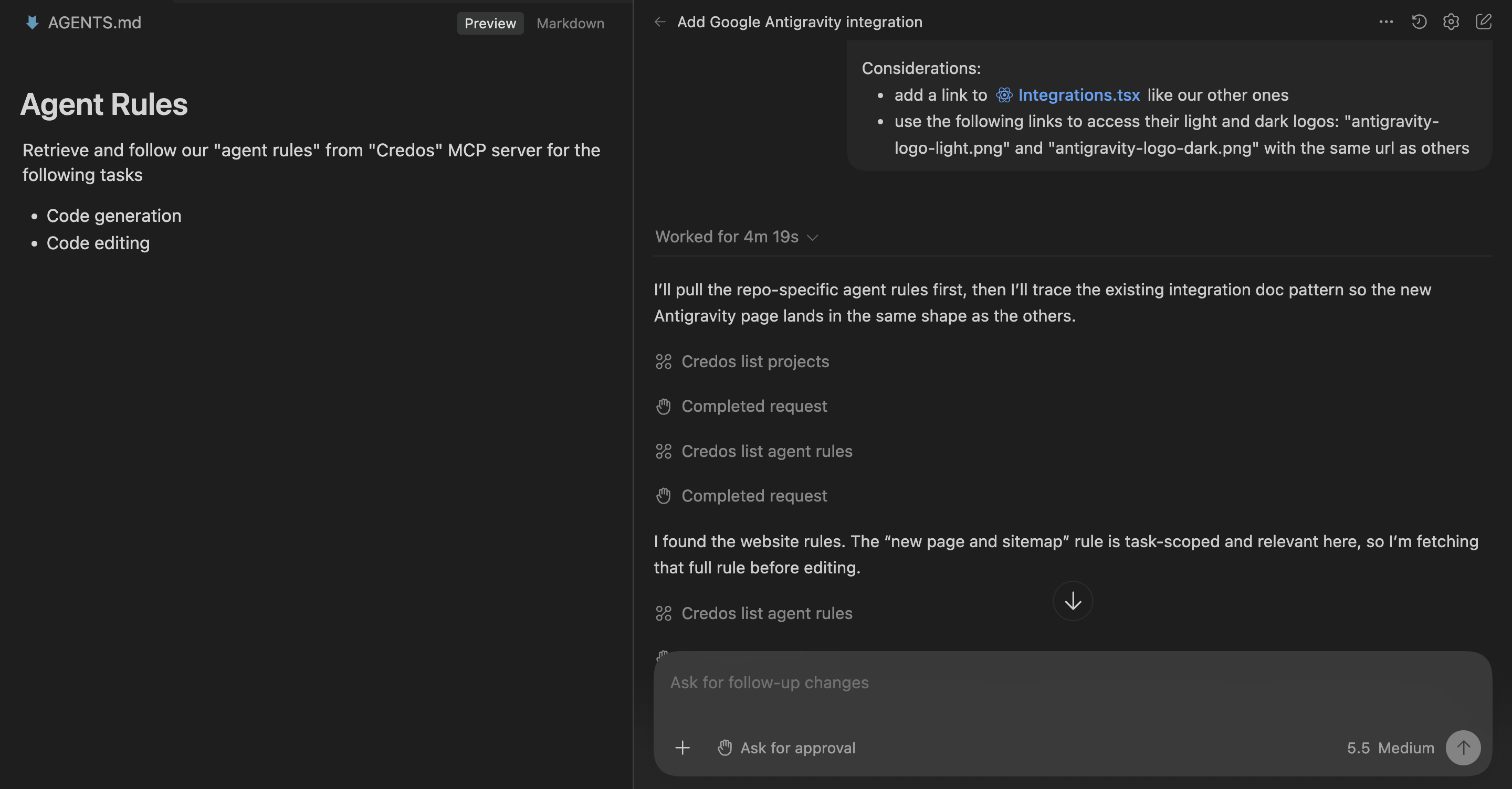 agent coding session